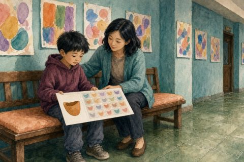 书画室候场母子摊开匹配划消图卡