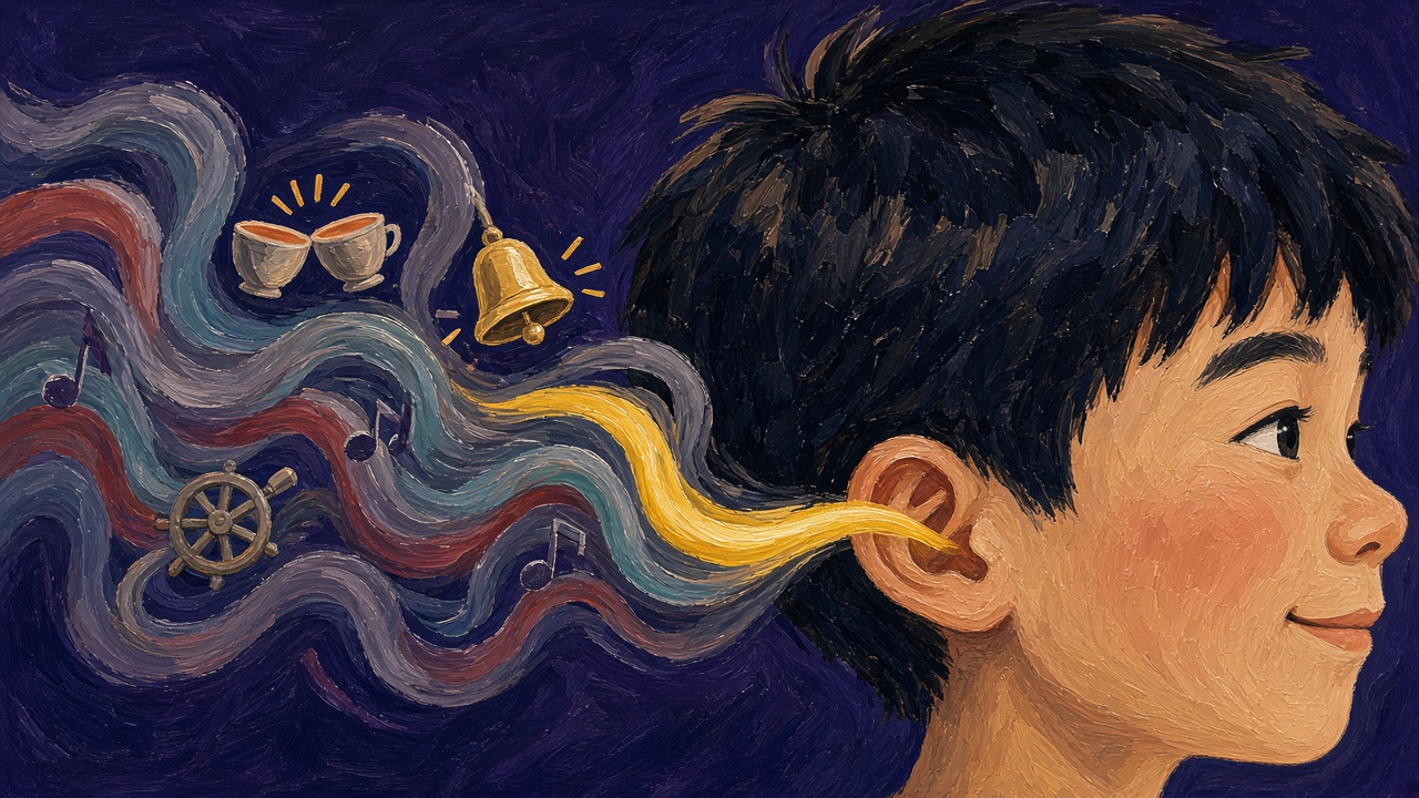 一团交织的杂乱声音里,一条金色的声音被单独拎出来,送进男孩的耳朵