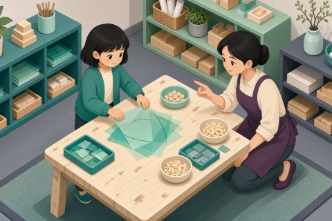 兴趣班材料桌上层叠透明垫板圈三角形
