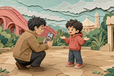 游乐场出口爸爸问男孩玩了什么